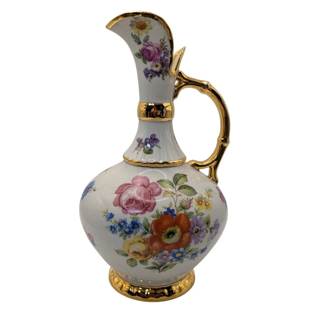 Vintage Limoges Pastaud Pircher Hand Painted Floral Pattern Heavy‎ Gold Trim